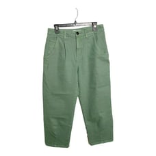 Zara Jeans High Waist Mom Jean Cropped Green Size Medium