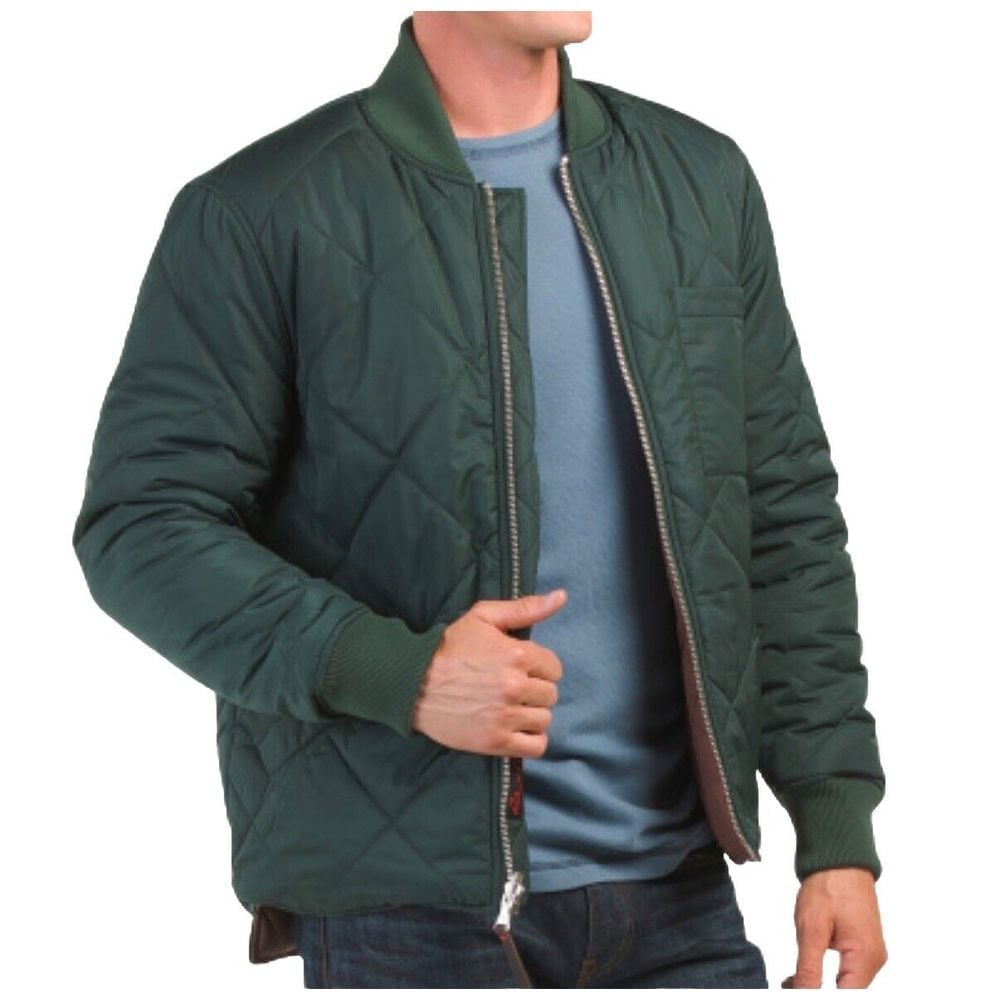 ROBERT GRAHAM Men L Reversible Diamond Quilted Bomber Jacket Green Brown NWT278