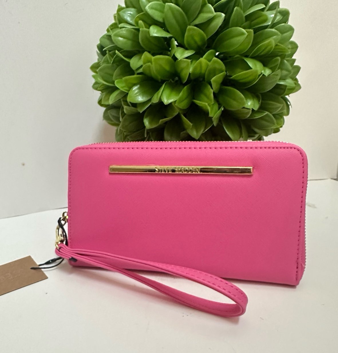 Steve Madden Large Zip Around Bright Pink Clutch Wallet Wristlet NWT