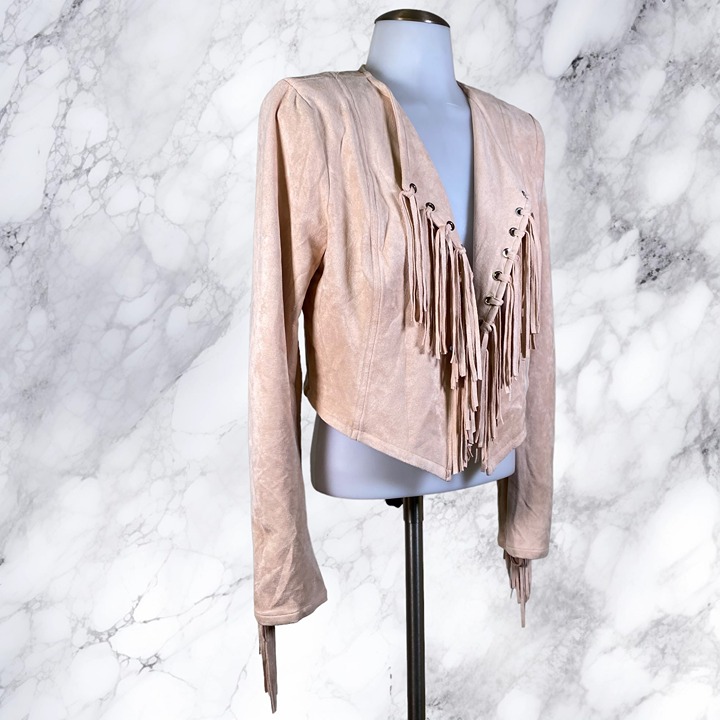 NBD Tyler Fringe Jacket - Blush Nude
