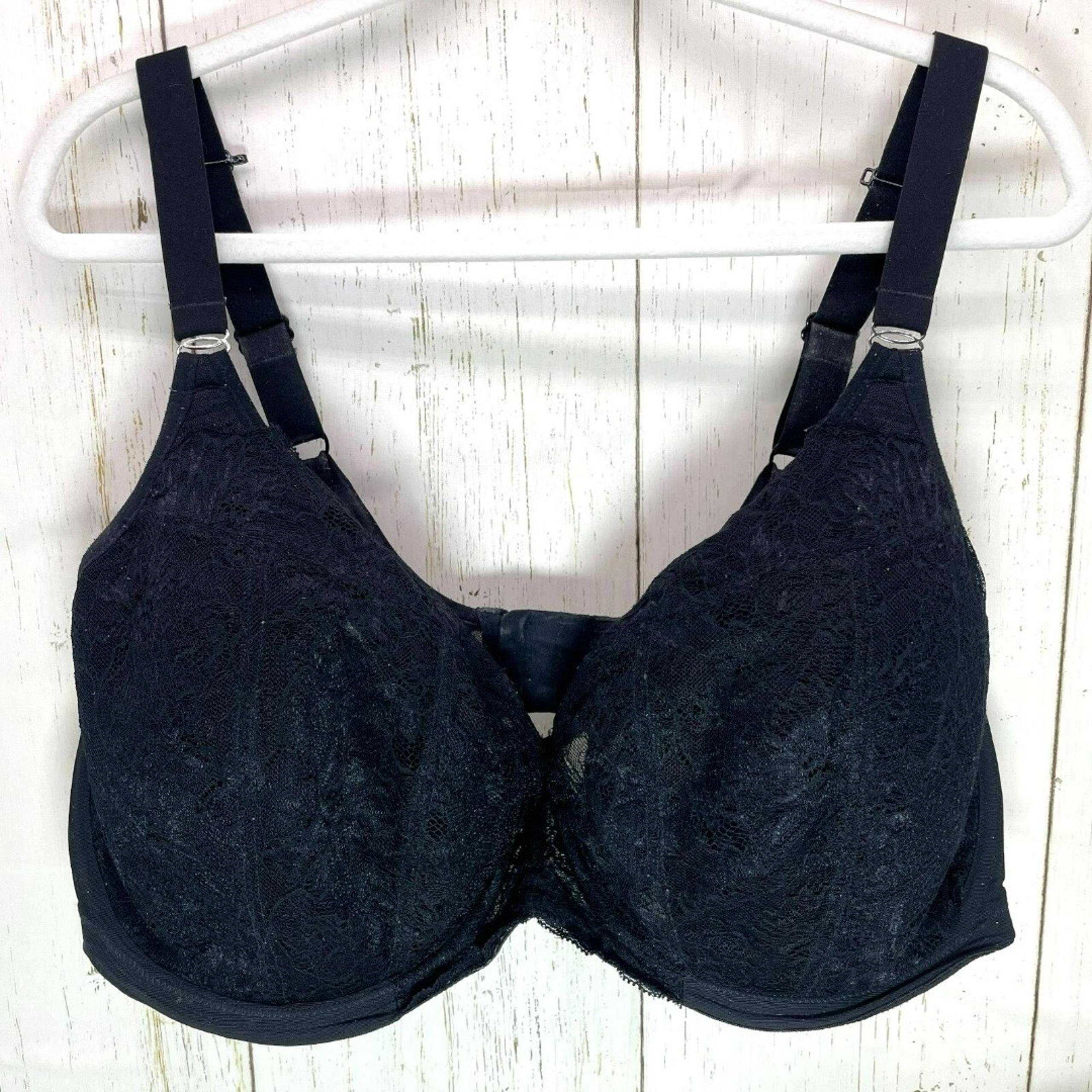 ELOMI Womens 8081 'Brianna' Padded Half Cup Underwire Bra US Size 40K Black Lace