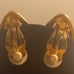 Swarovski Signed Swan Triangle Crystal Goldtone Clip on Earrings Pave & Bevel