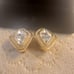 Swarovski Signed Swan Triangle Crystal Goldtone Clip on Earrings Pave & Bevel
