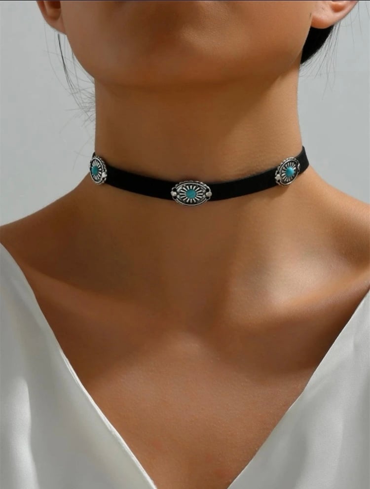 Southwest Style Bohemian Turquoise Choker Necklace