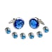 London Blue Faceted Topaz Cufflinks Tuxedo Studs 8 Pcs Set