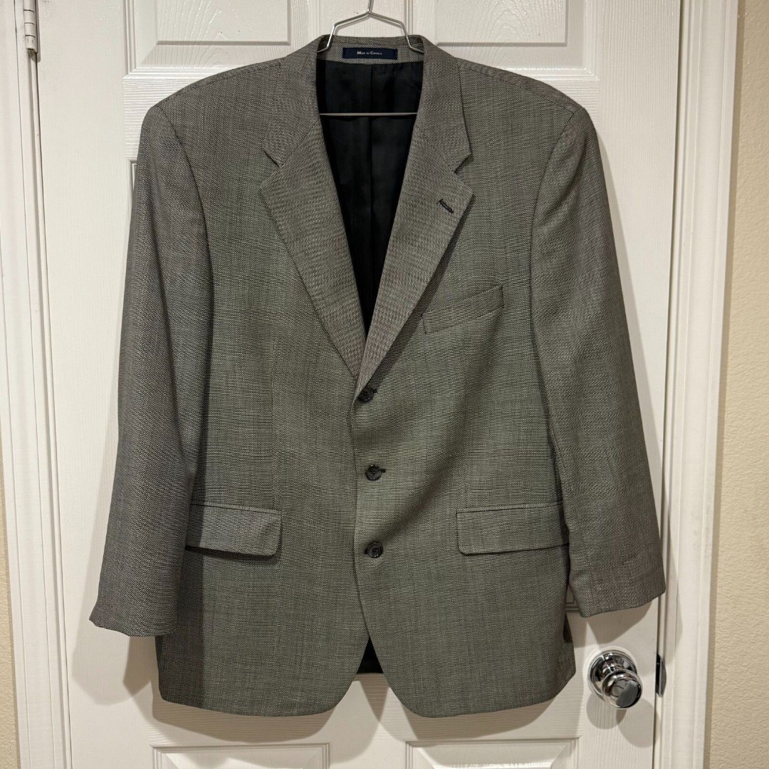 Ralph Lauren Mens Gray 3 Button Front Suit Jacket Pure New Wool Size 46R