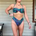 Vintage Catalina Teal Purple Paisley French high Cut Bikini Swimsuit Set