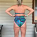 Vintage Catalina Teal Purple Paisley French high Cut Bikini Swimsuit Set