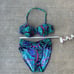 Vintage Catalina Teal Purple Paisley French high Cut Bikini Swimsuit Set