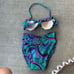 Vintage Catalina Teal Purple Paisley French high Cut Bikini Swimsuit Set