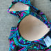 Vintage Catalina Teal Purple Paisley French high Cut Bikini Swimsuit Set