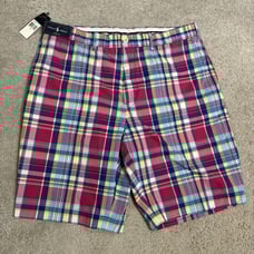 Ralph Lauren Polo Golf Links Fit 100% Cotton Multicolored Plaid Shorts Size 36