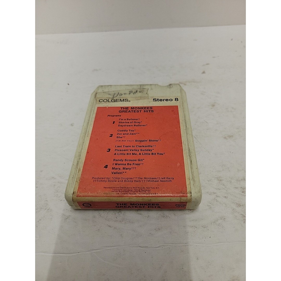 Vintage 1969 Monkees Greatest Hits 8-Track COLGEMS Red Label Rare Untested
