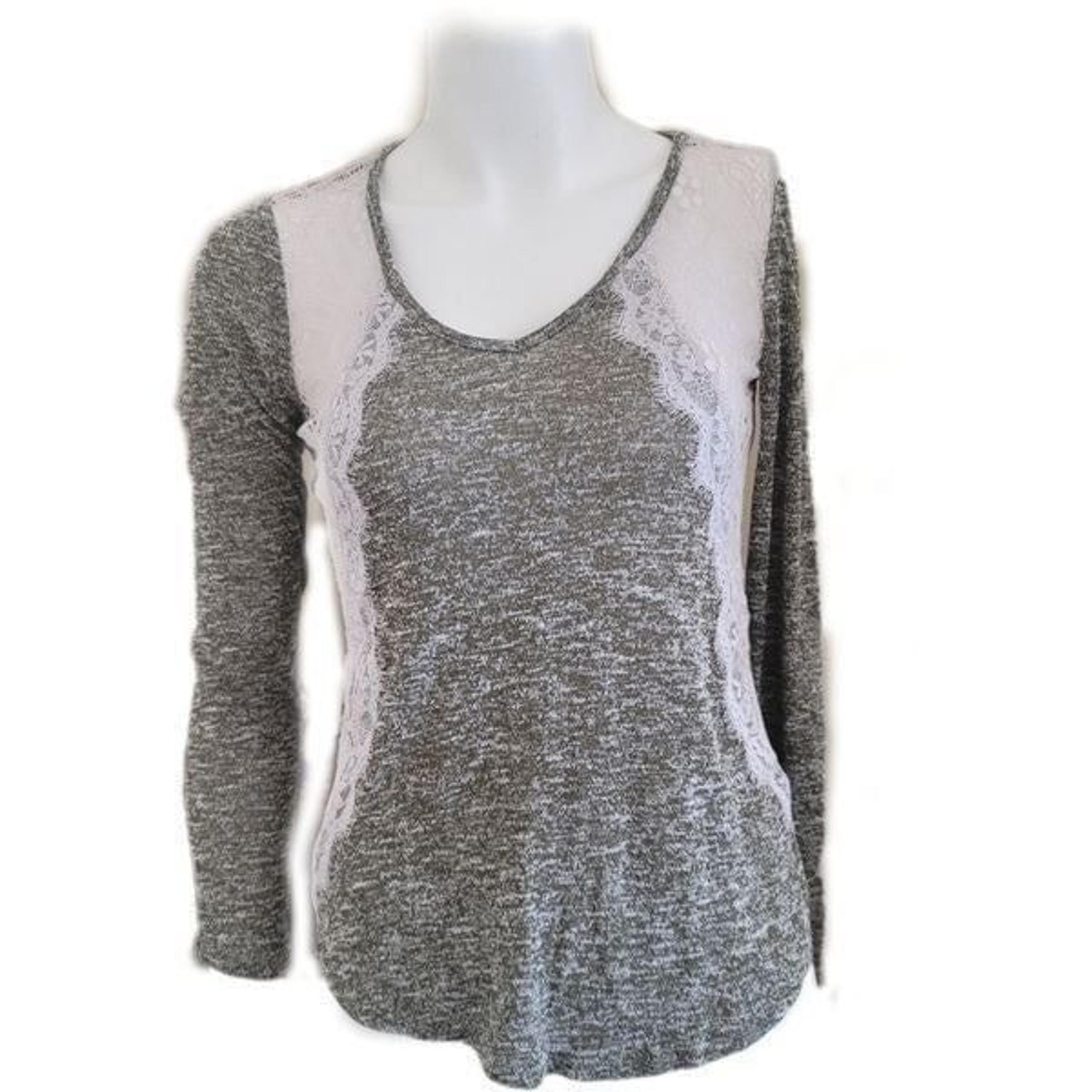 Nobo medium womens sage green lace Autumn pullover shirt boho long sleeve