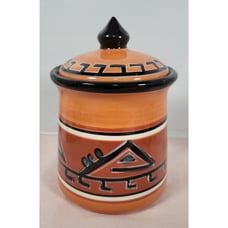 Tabletops Gallery Hopi Small Canister Hand Painted Hand Crafted