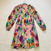 NWOT Esprit Collection Patterned Pleated Mini Dress Multicolor Sz 8 Long sleeve