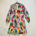 NWOT Esprit Collection Patterned Pleated Mini Dress Multicolor Sz 8 Long sleeve