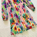 NWOT Esprit Collection Patterned Pleated Mini Dress Multicolor Sz 8 Long sleeve
