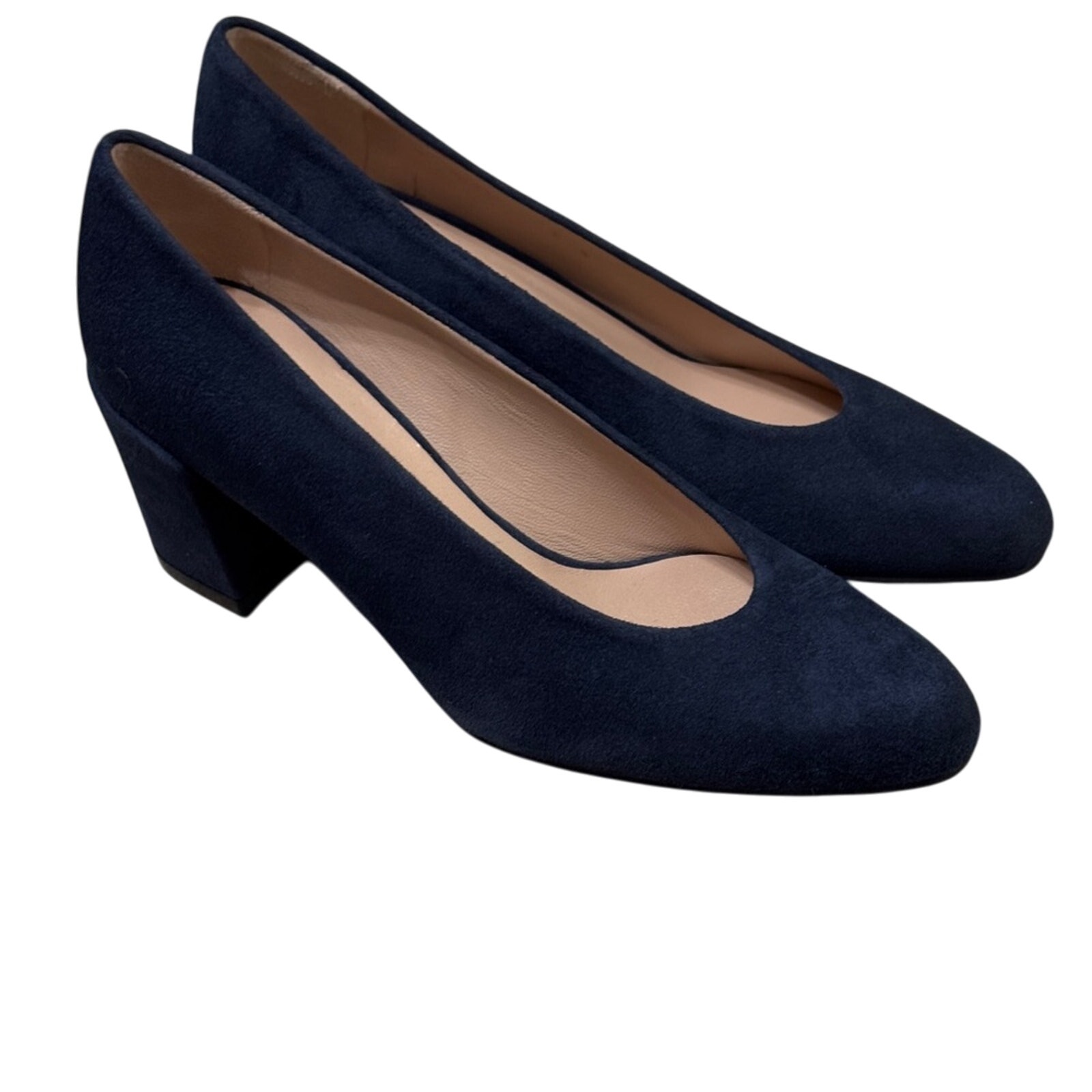 Stuart Weitzman Blue Suede Almond Toe Mid Heel Pumps Shoes Size 4 NEW