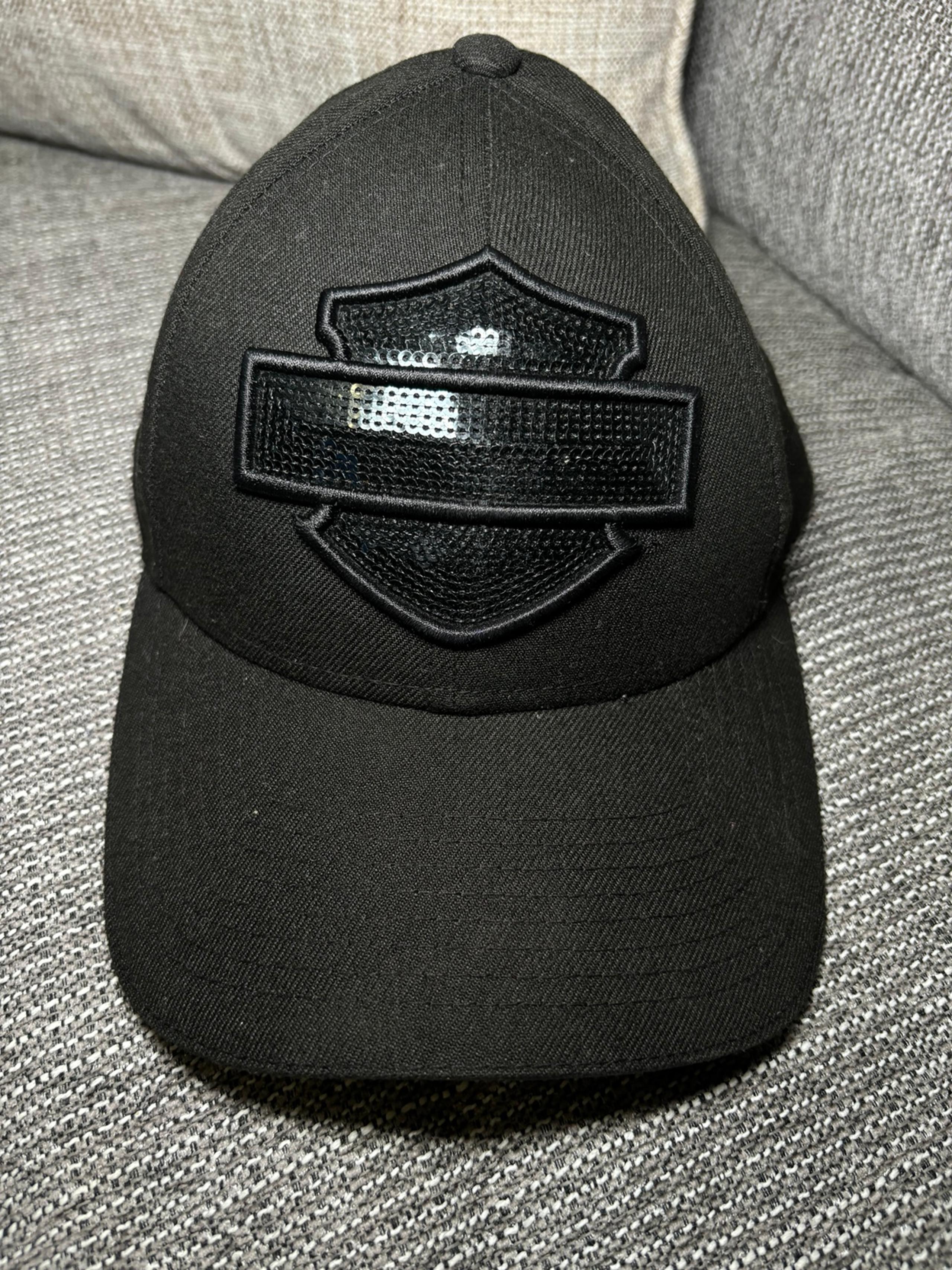 Harley Davidson Womens Hat Black Sequin Shield Bar Motorcycles Biker Baseball✨✨