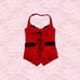 vtg Y2K glamrock red and black corset halter top
