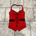 vtg Y2K glamrock red and black corset halter top