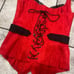 vtg Y2K glamrock red and black corset halter top