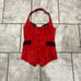 vtg Y2K glamrock red and black corset halter top