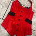 vtg Y2K glamrock red and black corset halter top