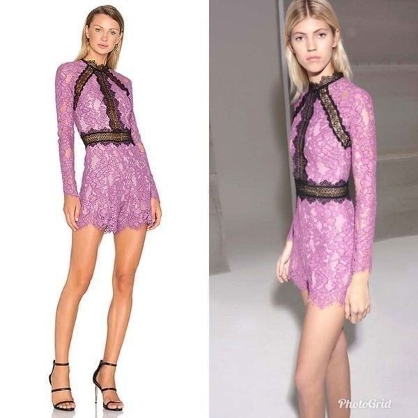 Revolve Alexis Eva Lace Romper in Lavender