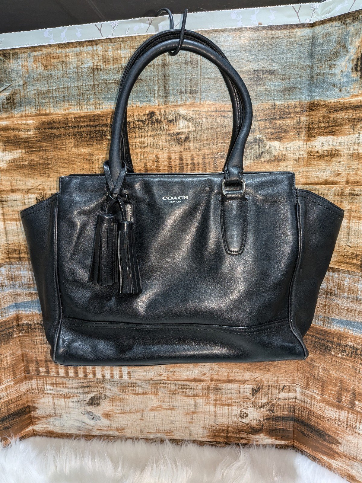 Coach Black Leather Tote Handbag Briefcase Carryall