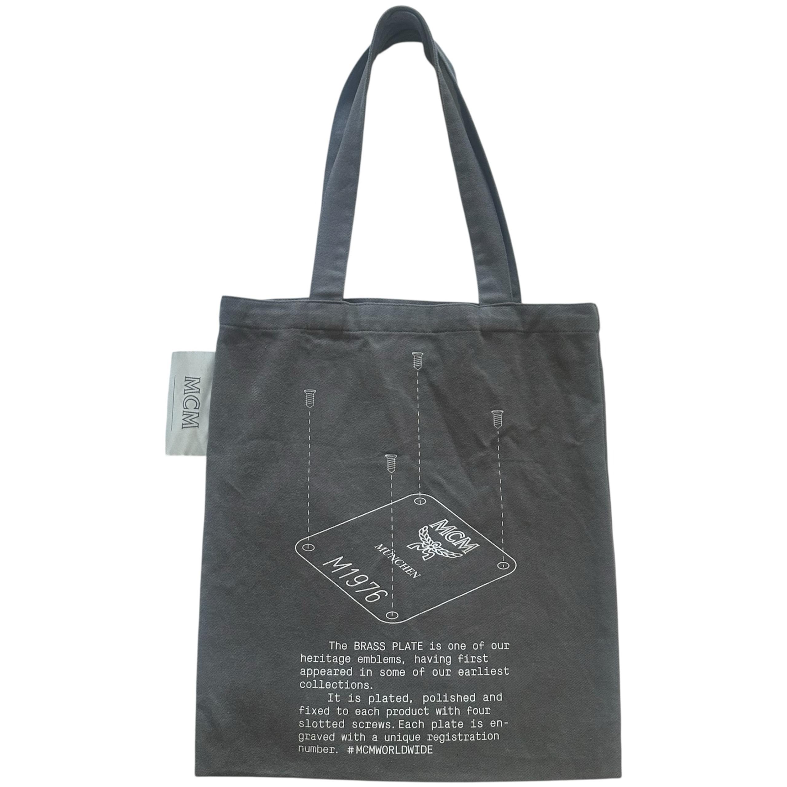 Authentic Gray MCM Munchen Gray Fabric Tote Bag Rare