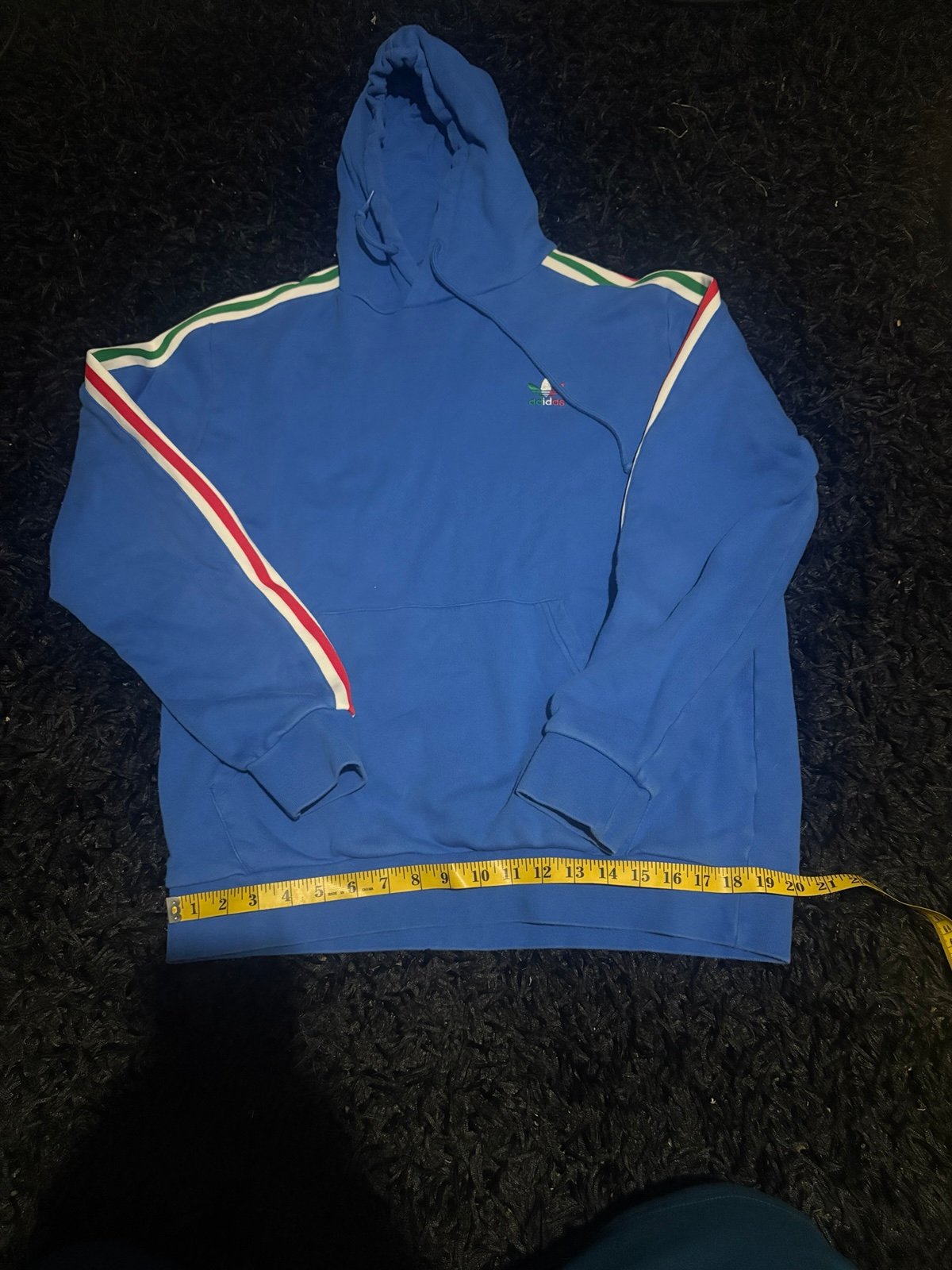 Adidas Originals Felpa con Cappuccio Uomo – Blue 3 Righe Hoodie (HK7399) Size L