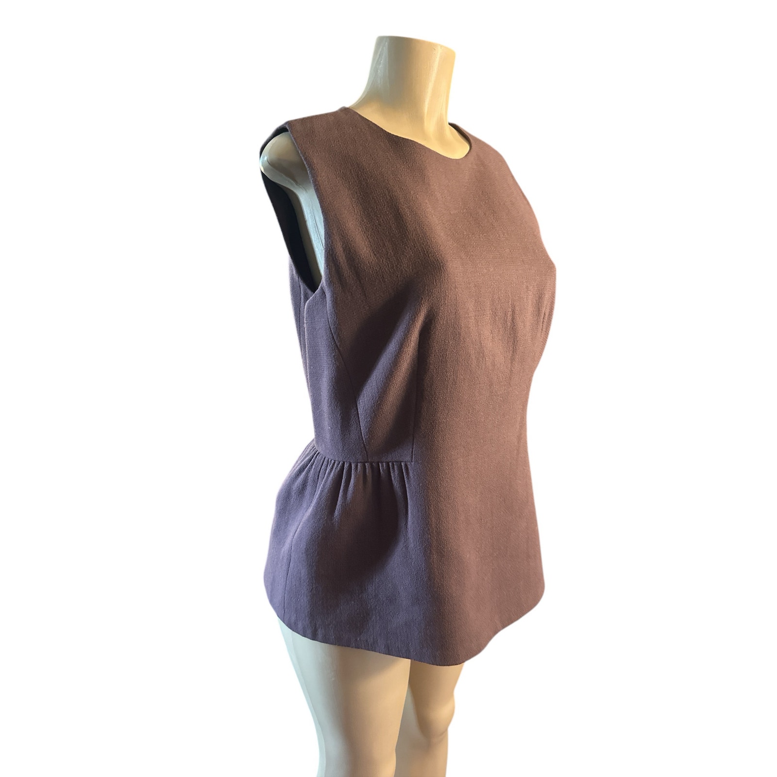 Women 10 Lafayette 148 New York Sleeveless 100% Wool Peplum Blouse Tank Top