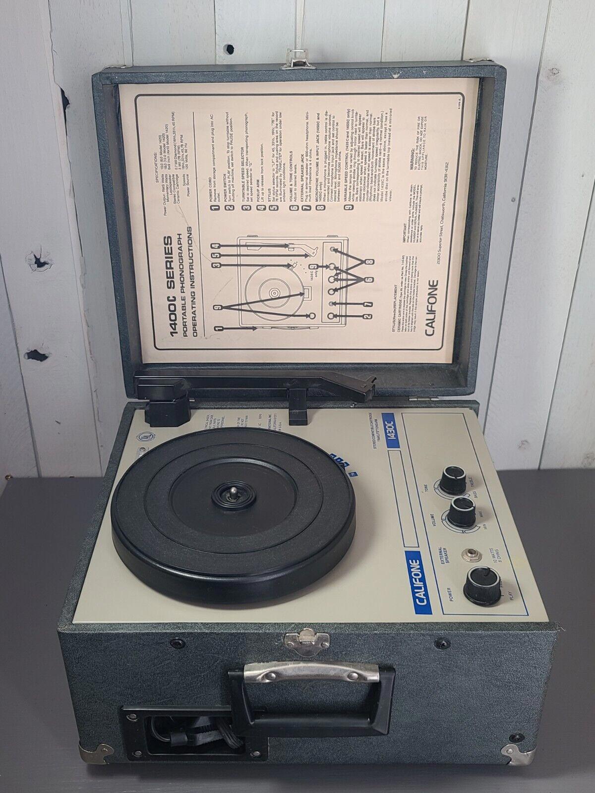 Vintage Califone 1400 C Record Player Good Condition Works and Sounds Great