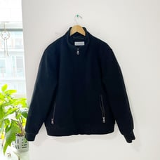 NEW Calvin Klein Men's Black Wool Bomber Jacket Size Large