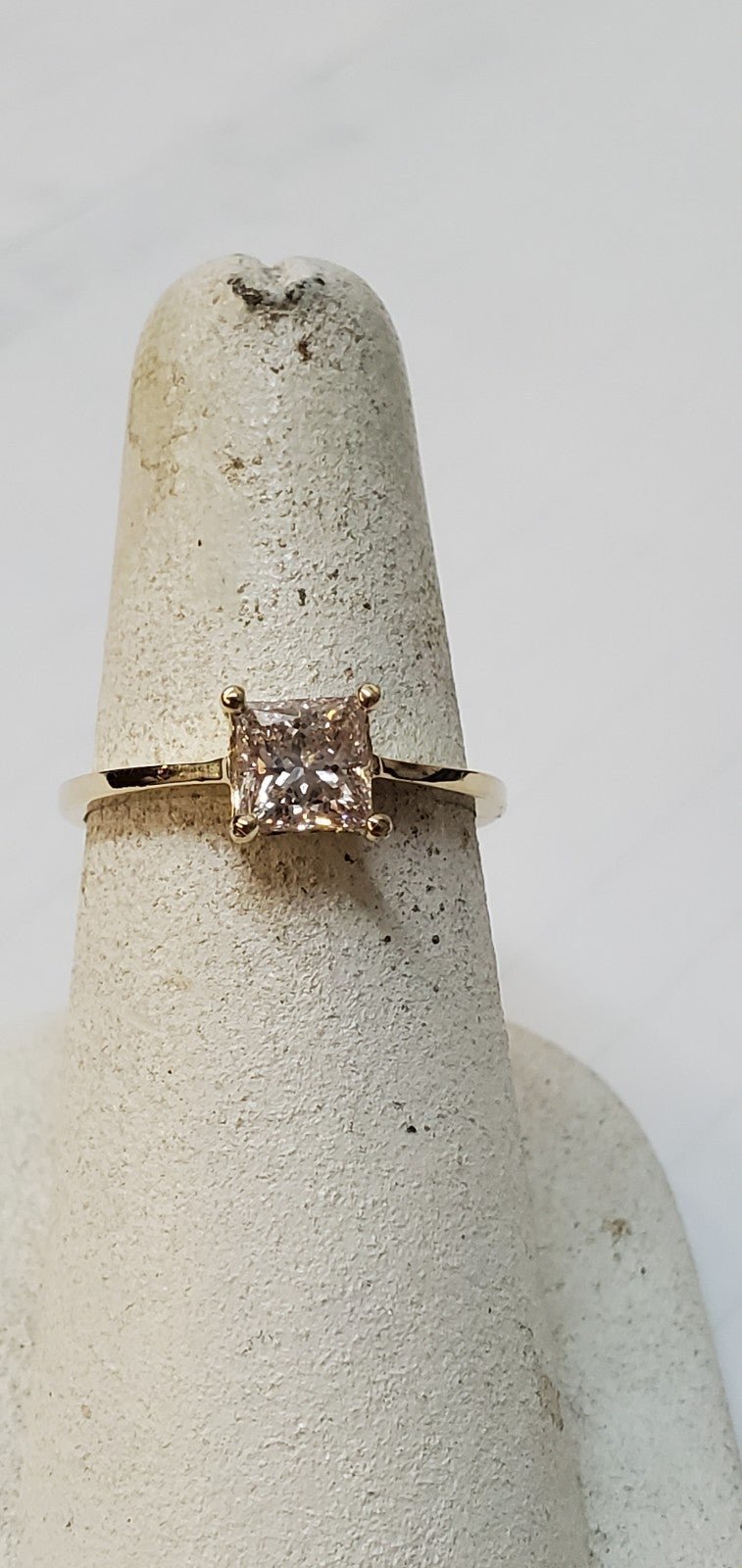 Genuine Lab Diamond .74carat princess cut, 14KT Ring