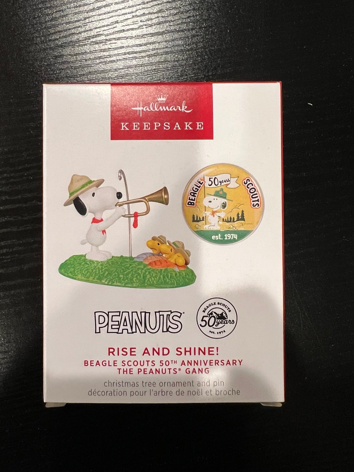 Hallmark Keepsake Ornament 2024 50th Anniversary Peanuts Rise And Shine Plus Pin
