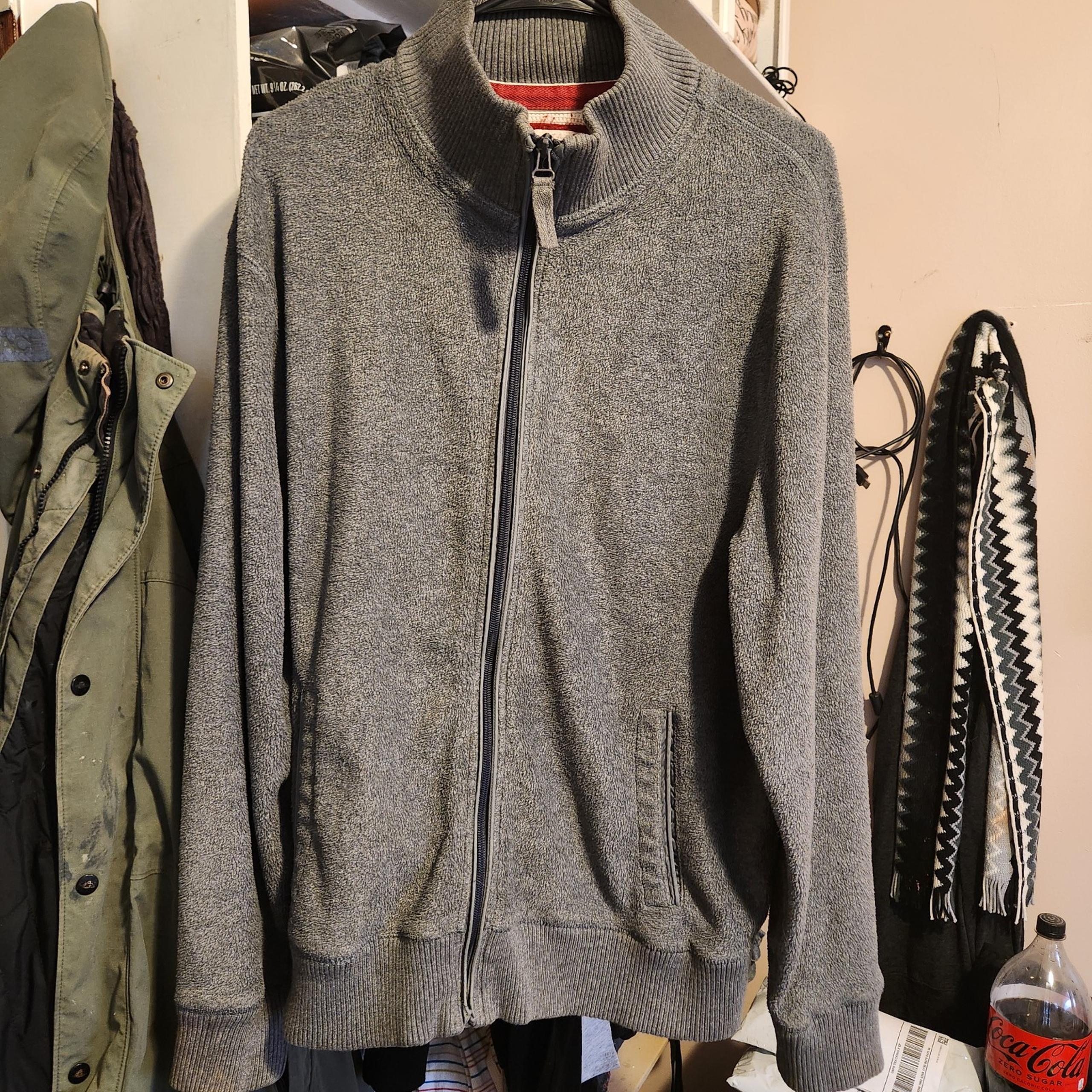 Old Navy Men's L Grey Zip Up Sweater, Classy Casual Fleece