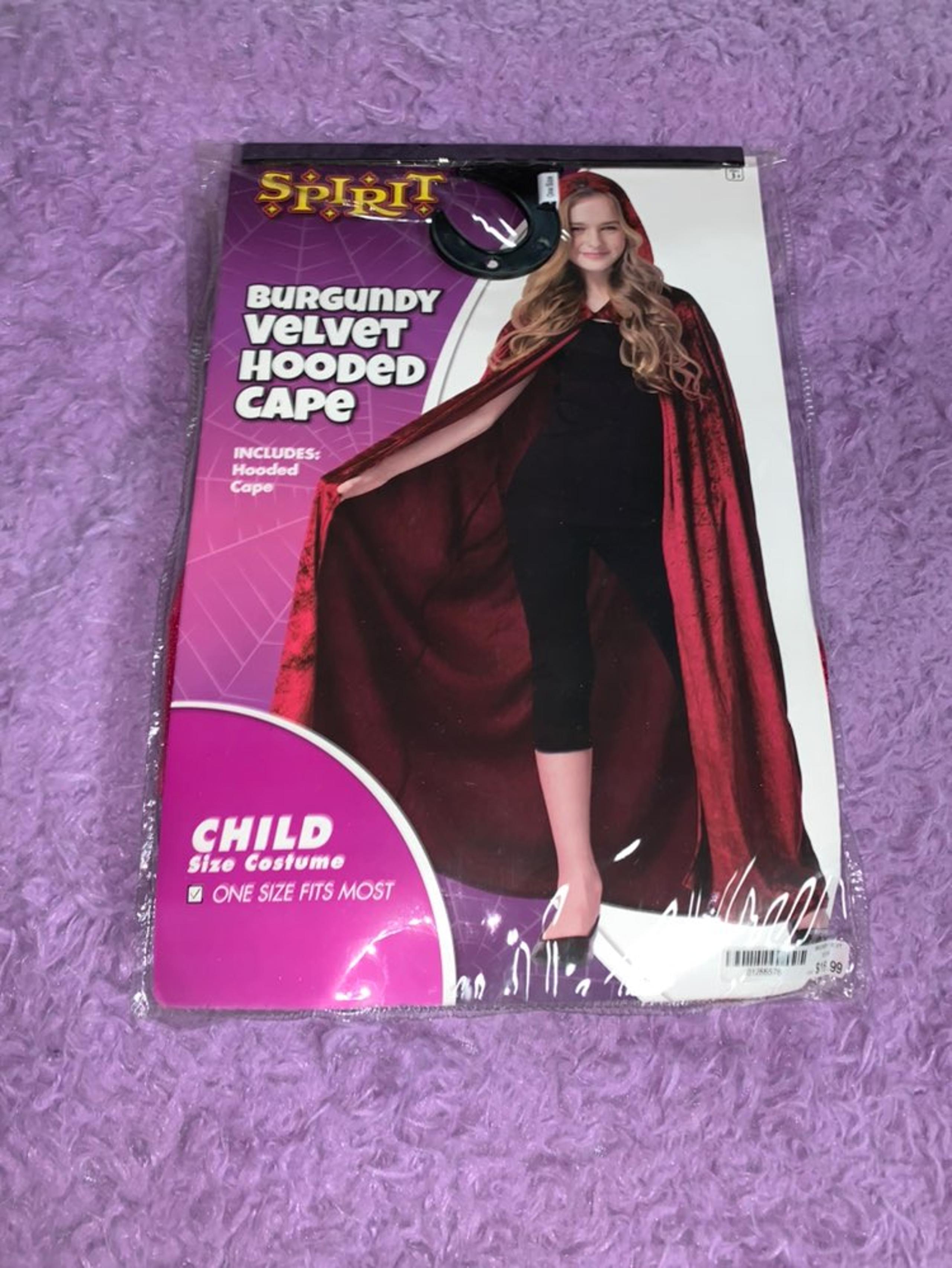 Velvet Cape, Hooded (Burgandy)