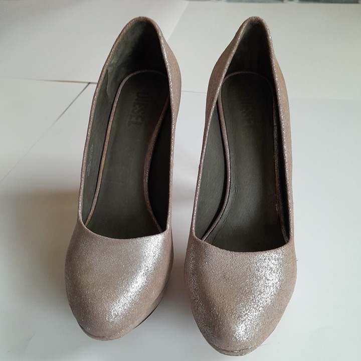 Diesel Women’s 'Melrose' Ashly Platform Leather Heels Brown/Silver Size US 7.5