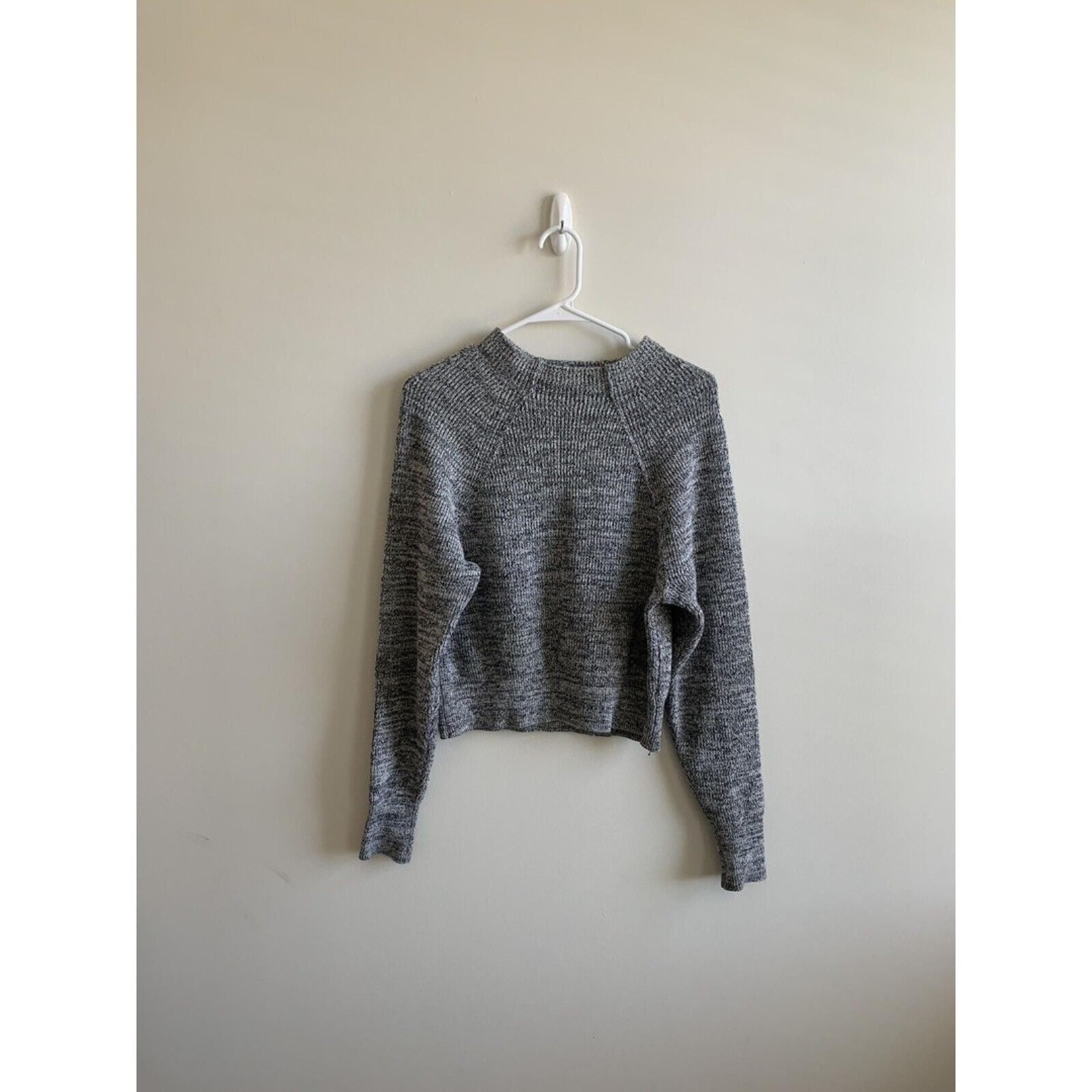 Free People Mock Neck Cropped Sweater Long Sleeve Heather Gray Women Size Small