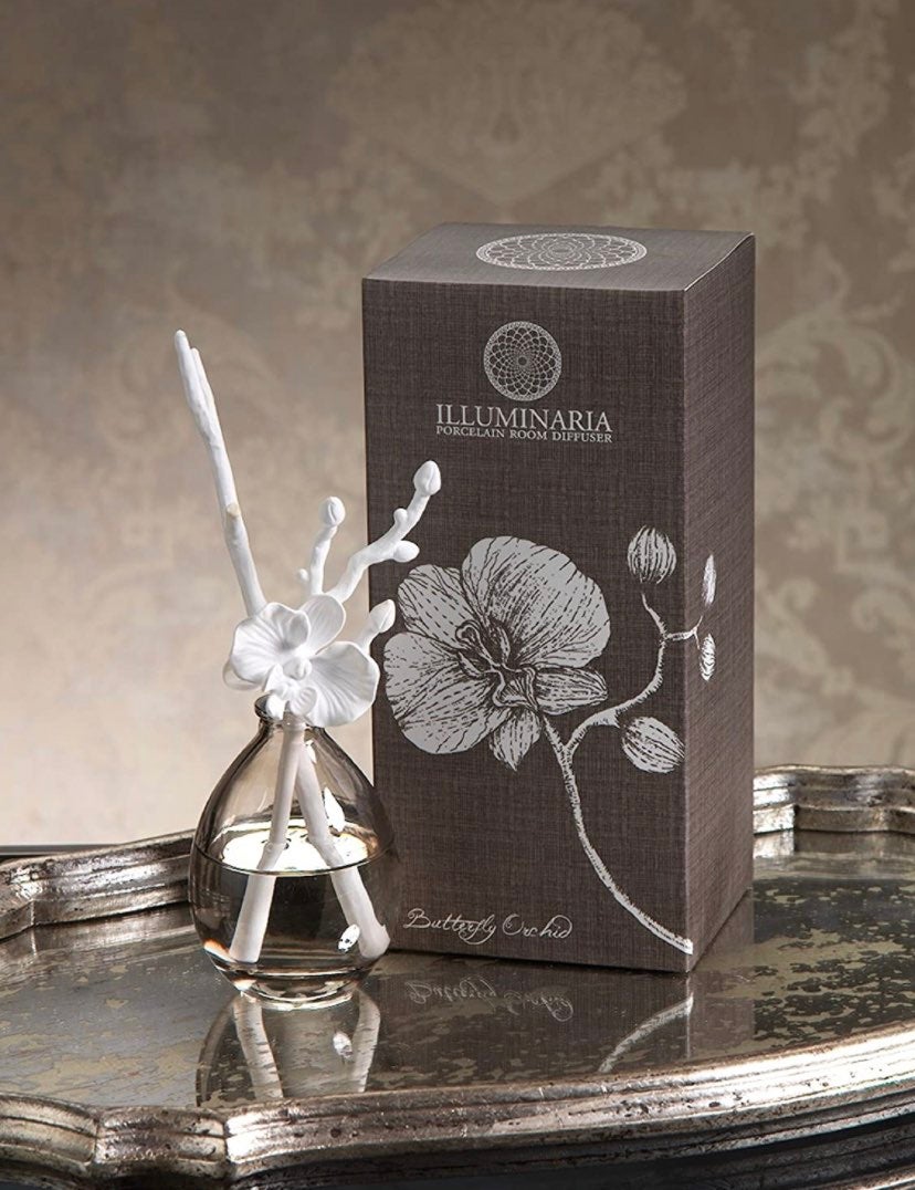 Zodax Illuminaria Porcelain Room Diffuser, Butterfly Orchid Fragrance