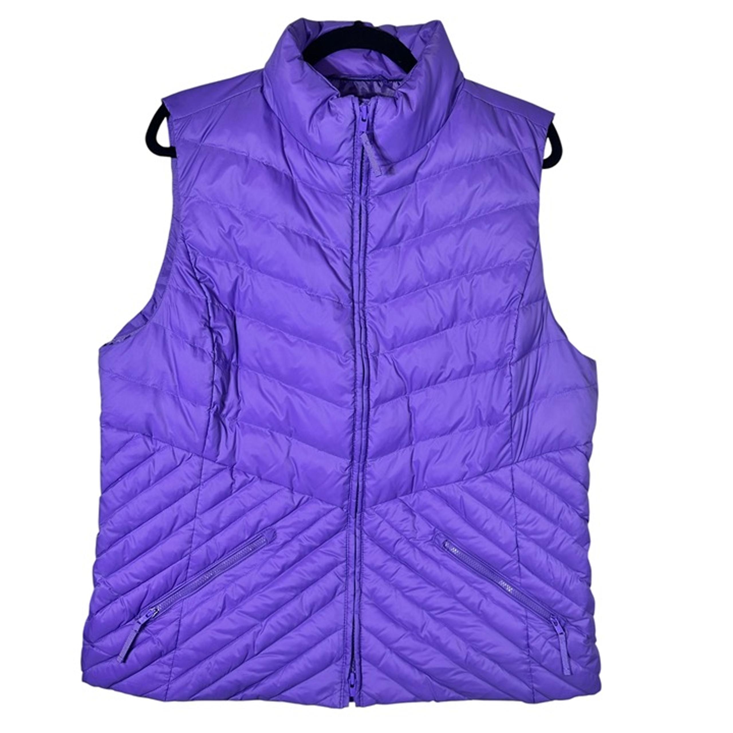 Talbots Puffer Jacket Vest Purple Zipped Pockets Lightweight Down Fill Size XL