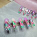 Purple white 90s Line Acrylic Press on nails
