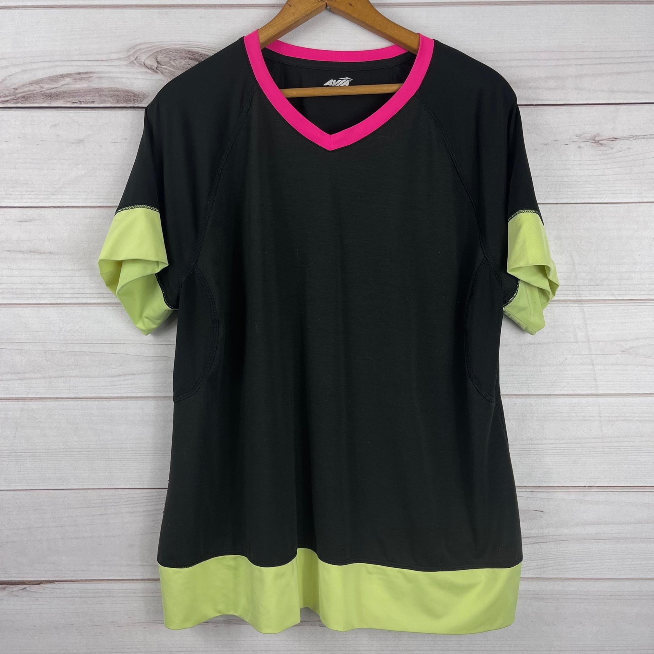 Avia Black Women's Active Colorblock Perforated Tee Women's XL 16/18