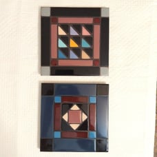 Amish Art Pottery Tiles Trivets Wild Goose Quilt Square In Square Carolyn Payne