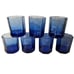 Vintage Libbey Facets Cobalt Blue Old Fashioned Rocks Glasses Set Of 7