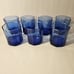 Vintage Libbey Facets Cobalt Blue Old Fashioned Rocks Glasses Set Of 7