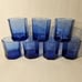Vintage Libbey Facets Cobalt Blue Old Fashioned Rocks Glasses Set Of 7